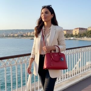 Prada Red Leather 2 Way Bag Authentic Excl Condition